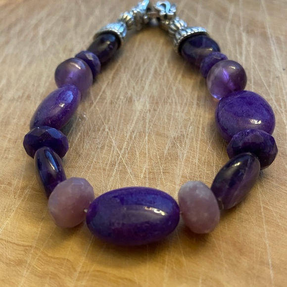 Caroline Pollack/Relios amethyst 925 sterling silver bead bracelet - Picture 2 of 10